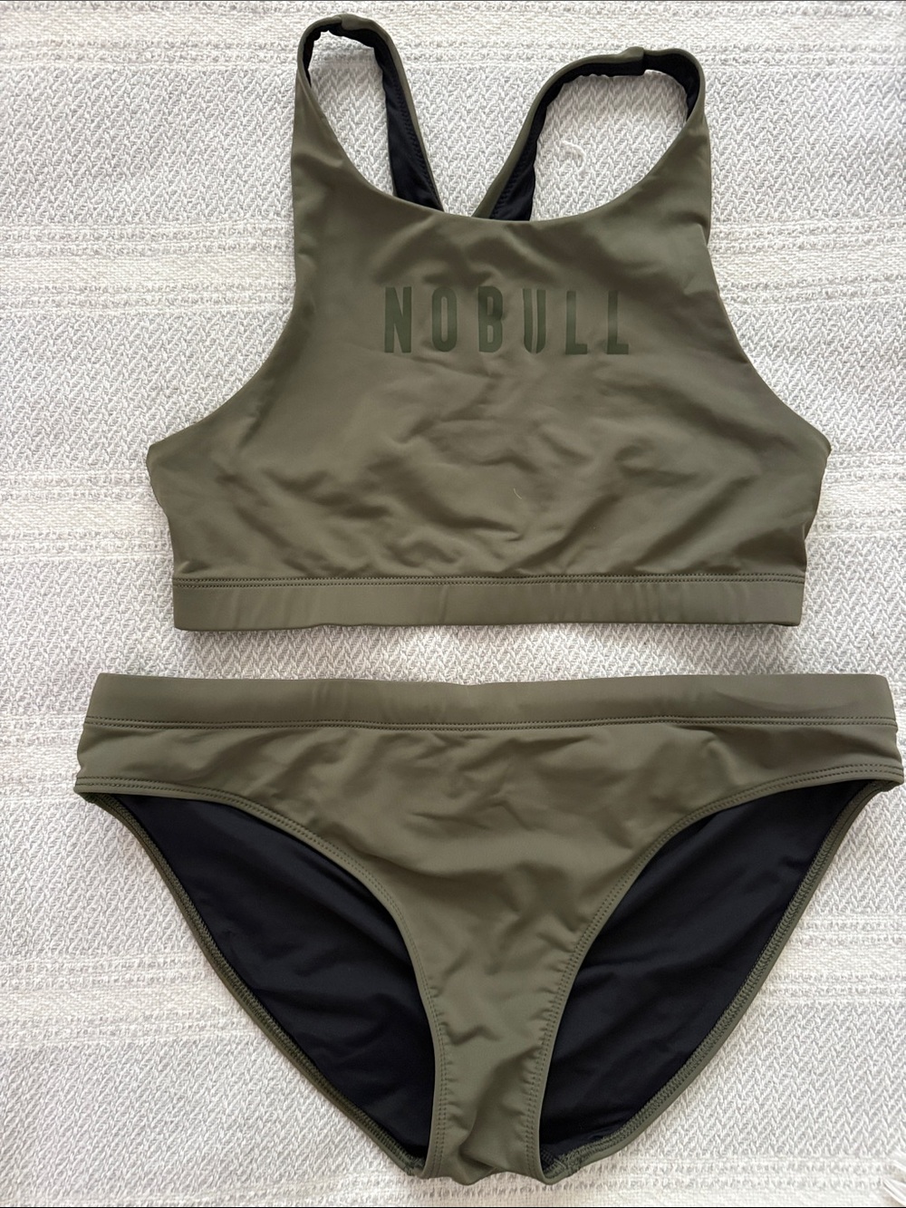 NOBULL Women’s Army Olive Racerback Two-Piece Sporty Swimsuit Bikini